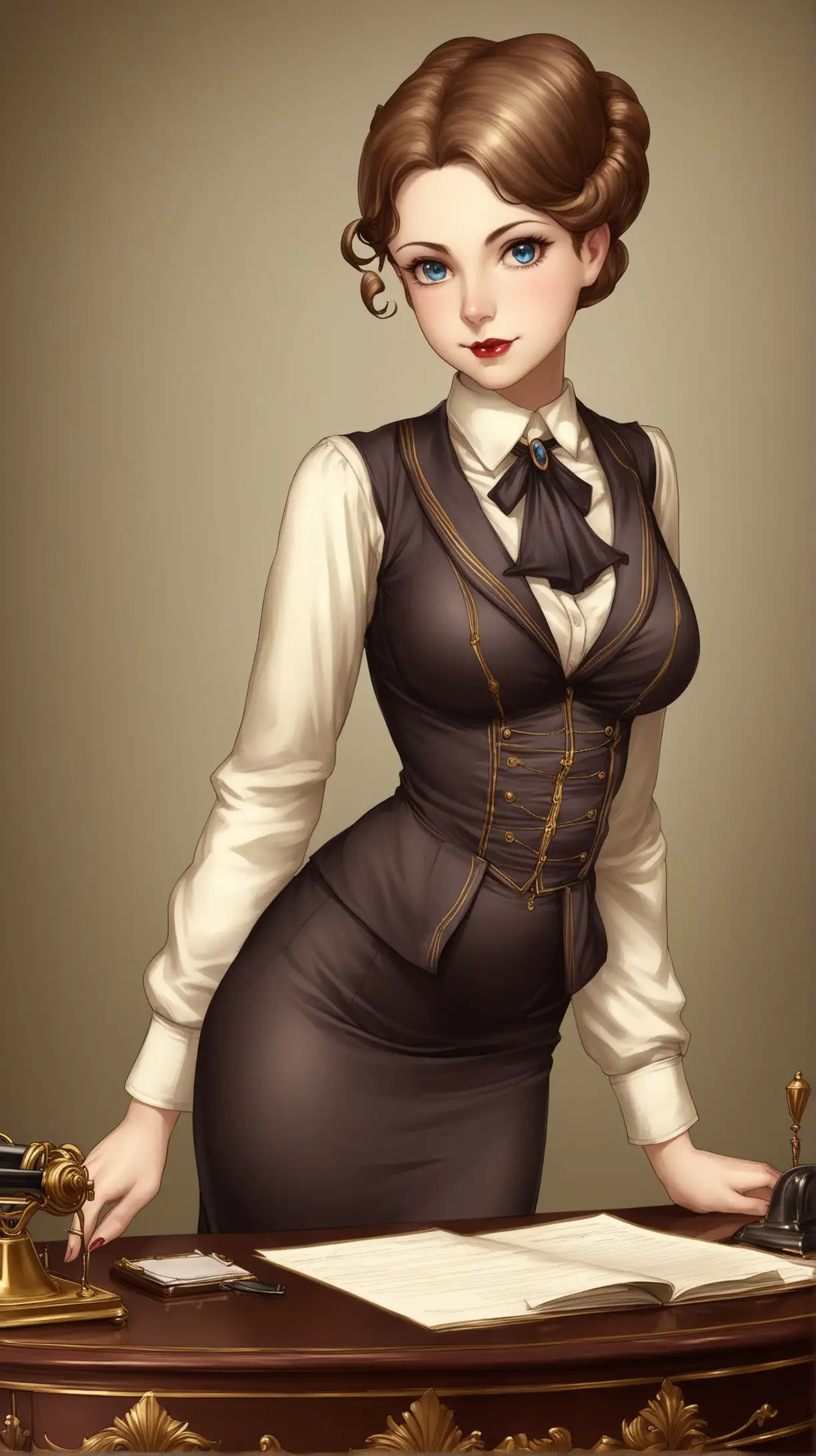 Fantasy Belle Epoque Secretary in Conservative Attire