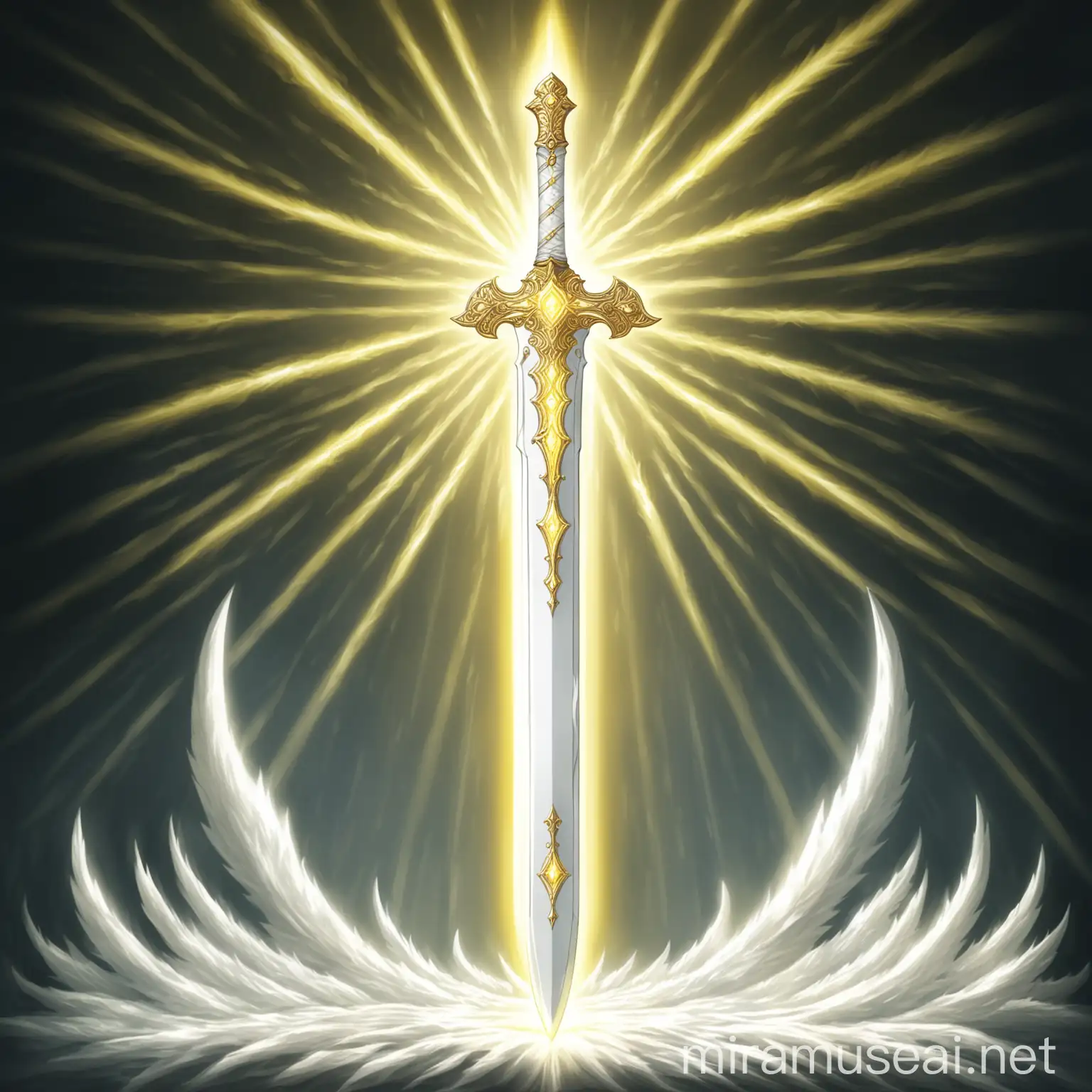 Divine Radiance Fantasy Sword with Yellow and White Glow