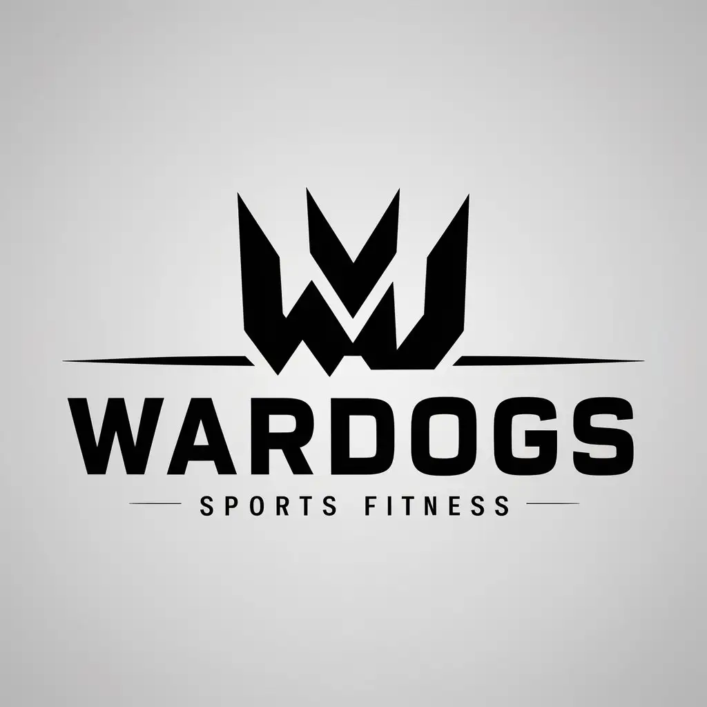 a logo design,with the text "WARDOGS", main symbol:WD,Minimalistic,be used in Sports Fitness industry,clear background