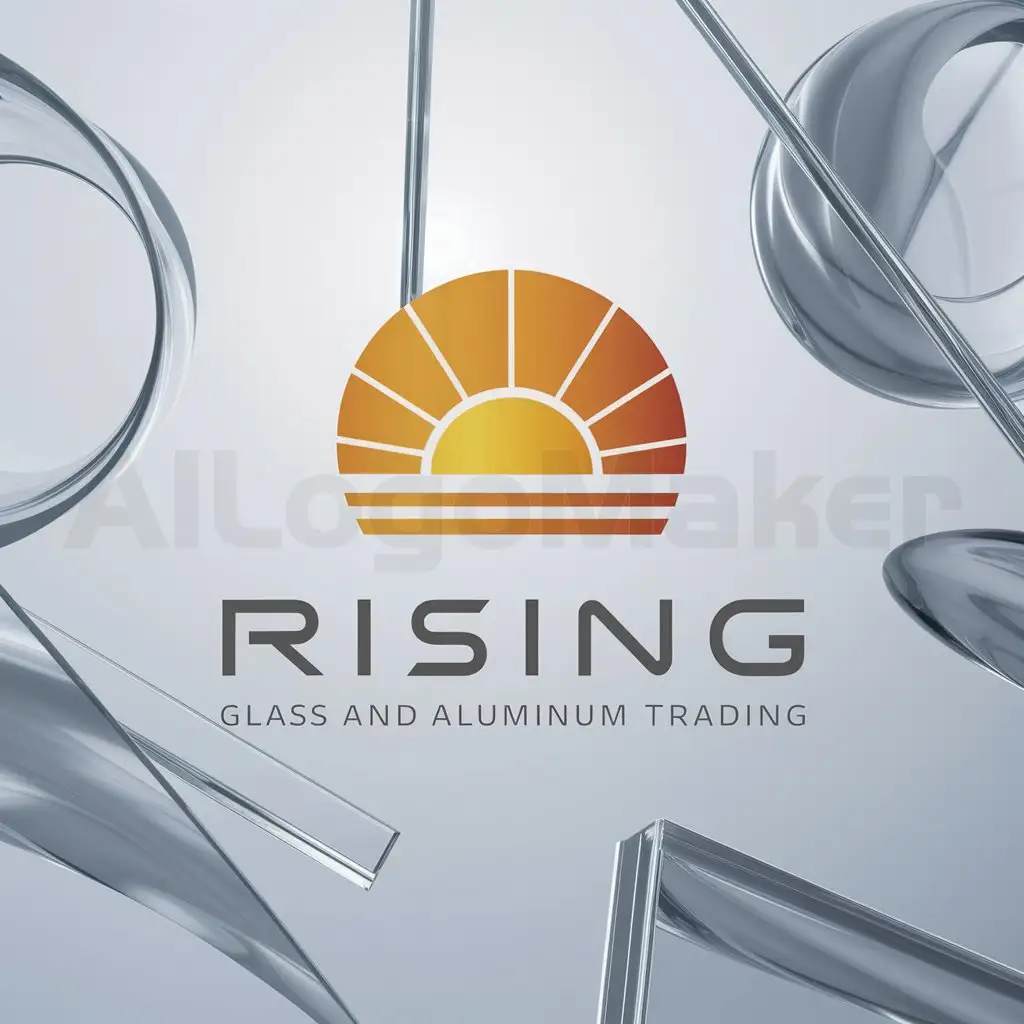 LOGO-Design-For-Rising-Glass-And-Aluminum-Trading-Minimalistic-Sunrise-with-Glass-and-Abstract-Aluminum