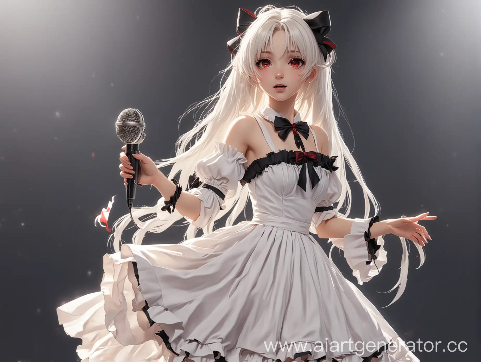 Anime-Girl-with-White-Long-Hair-Singing-with-Microphone
