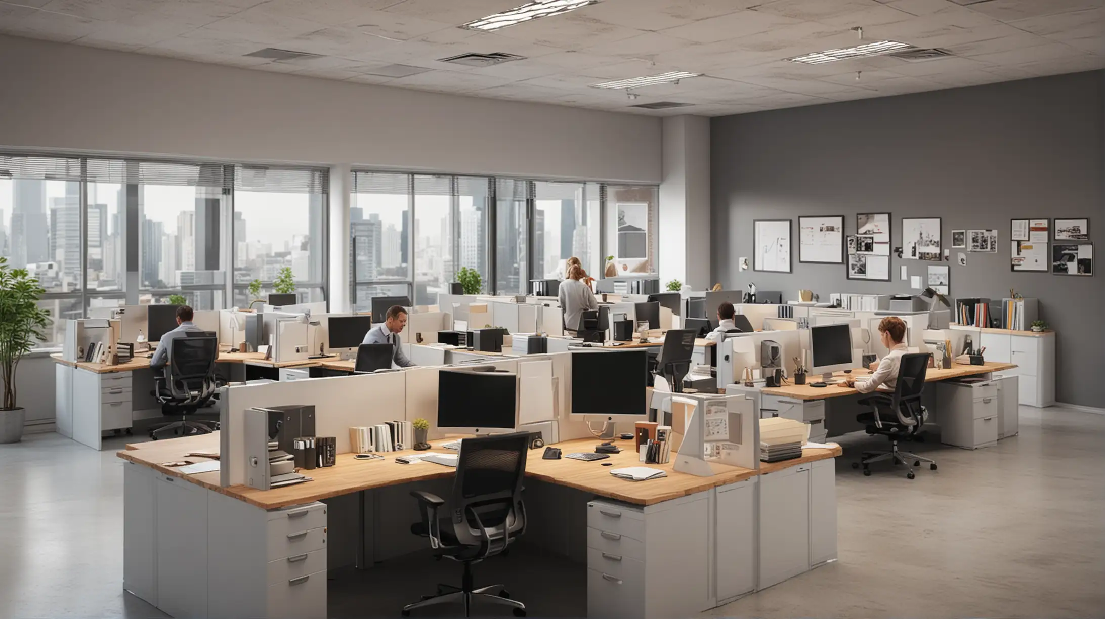 Professional Employees Working in a Realistic Corporate Office Setting