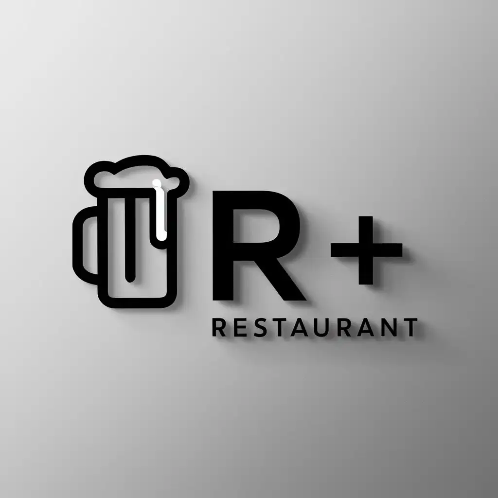 a logo design,with the text "R+", main symbol:beer,Moderate,be used in Restaurant industry,clear background