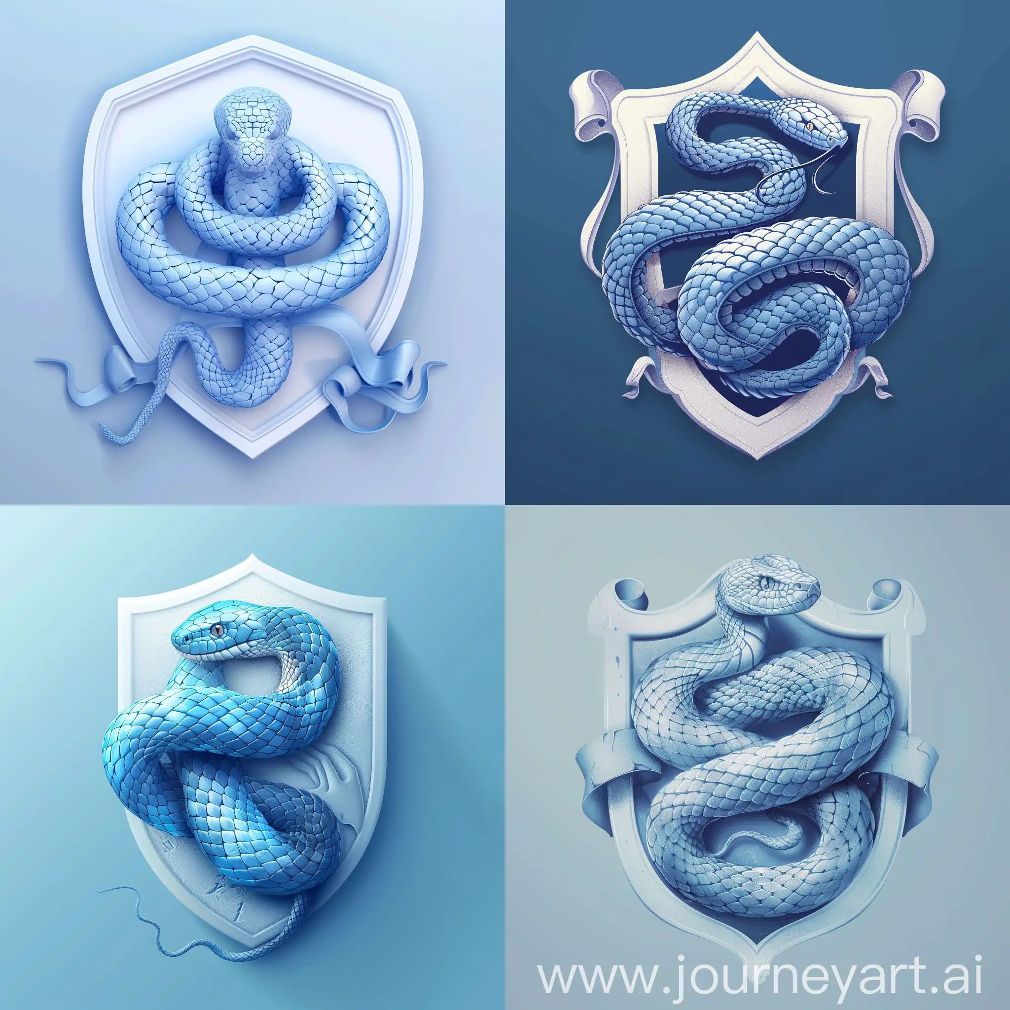 Modern-Heraldic-Design-Elegant-Blue-Snake-on-White-Shield