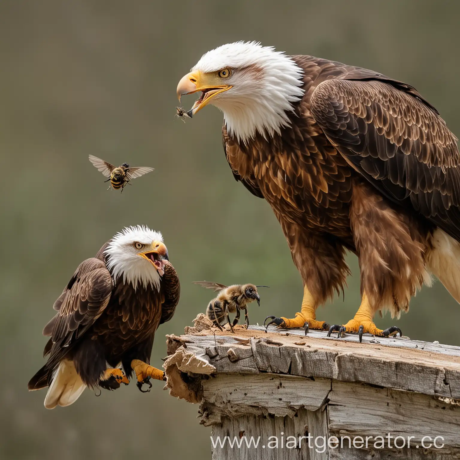 Confrontation-Aggressive-Bee-vs-Eagle-in-MidAir-Battle