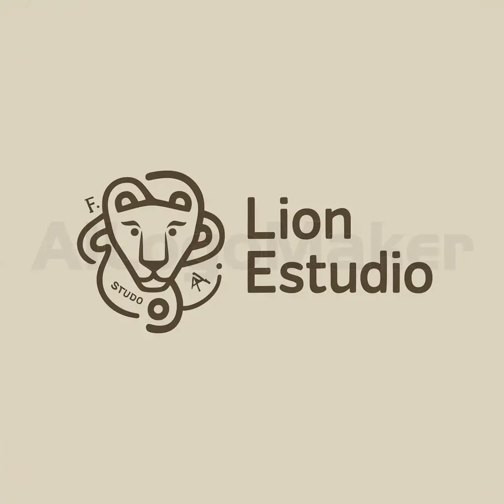a logo design,with the text "lion estudio", main symbol:concepto leones + art + niños,Moderate,be used in 0 industry,clear background