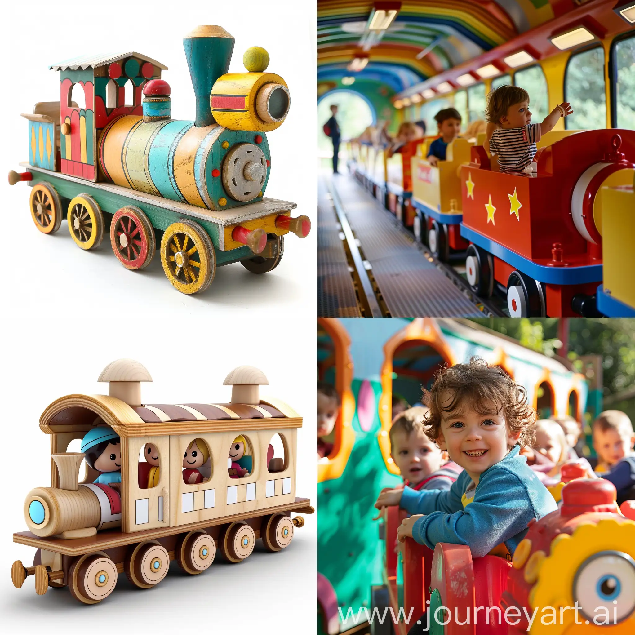 вагон поезда для детей в которой играют дети 
