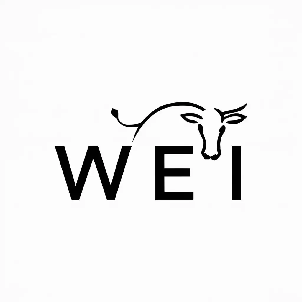 a logo design,with the text "wei", main symbol:cow,Minimalistic,clear background