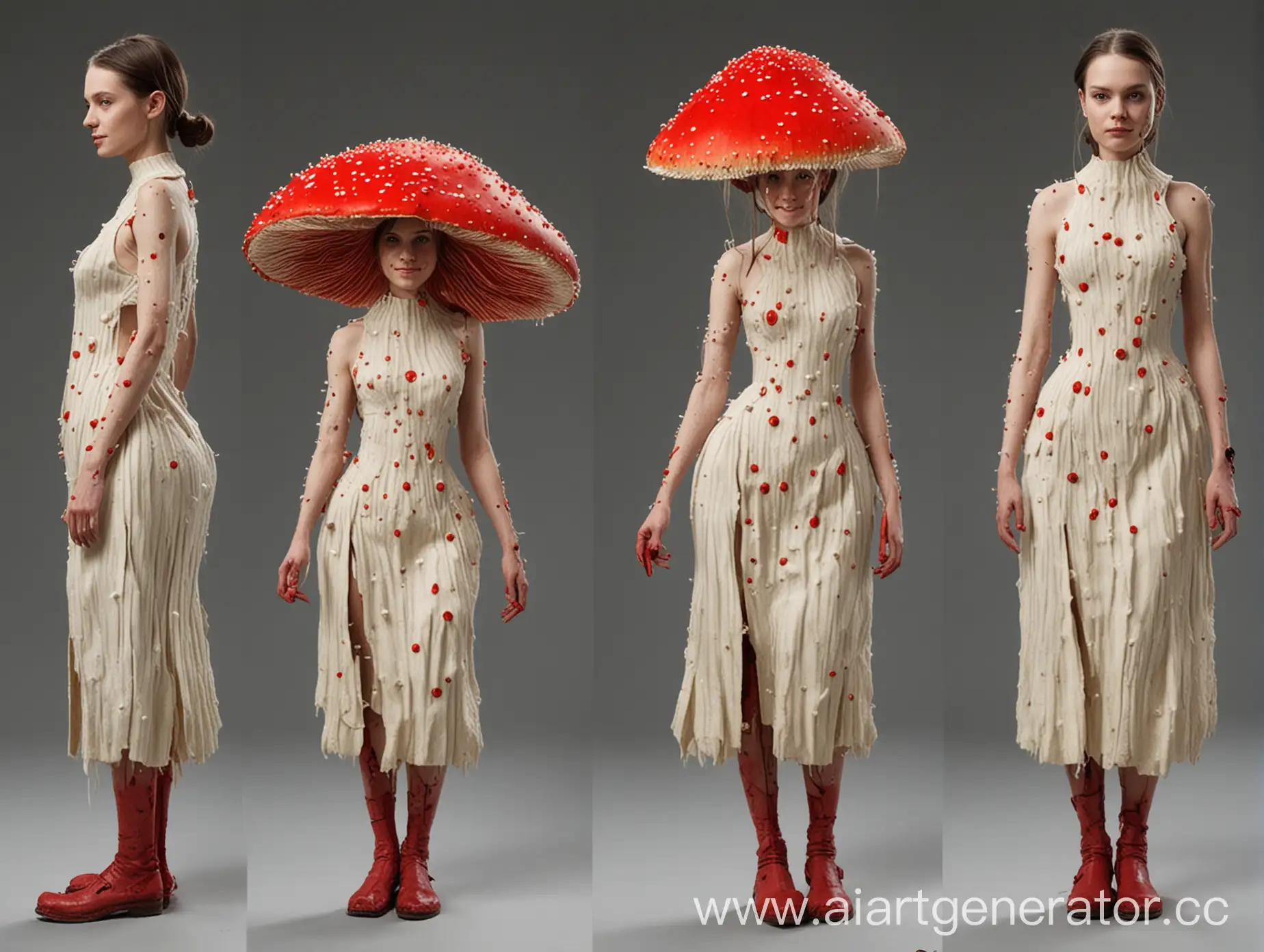 Fashion-Model-in-Red-Tooth-Mushroom-Inspired-Attire