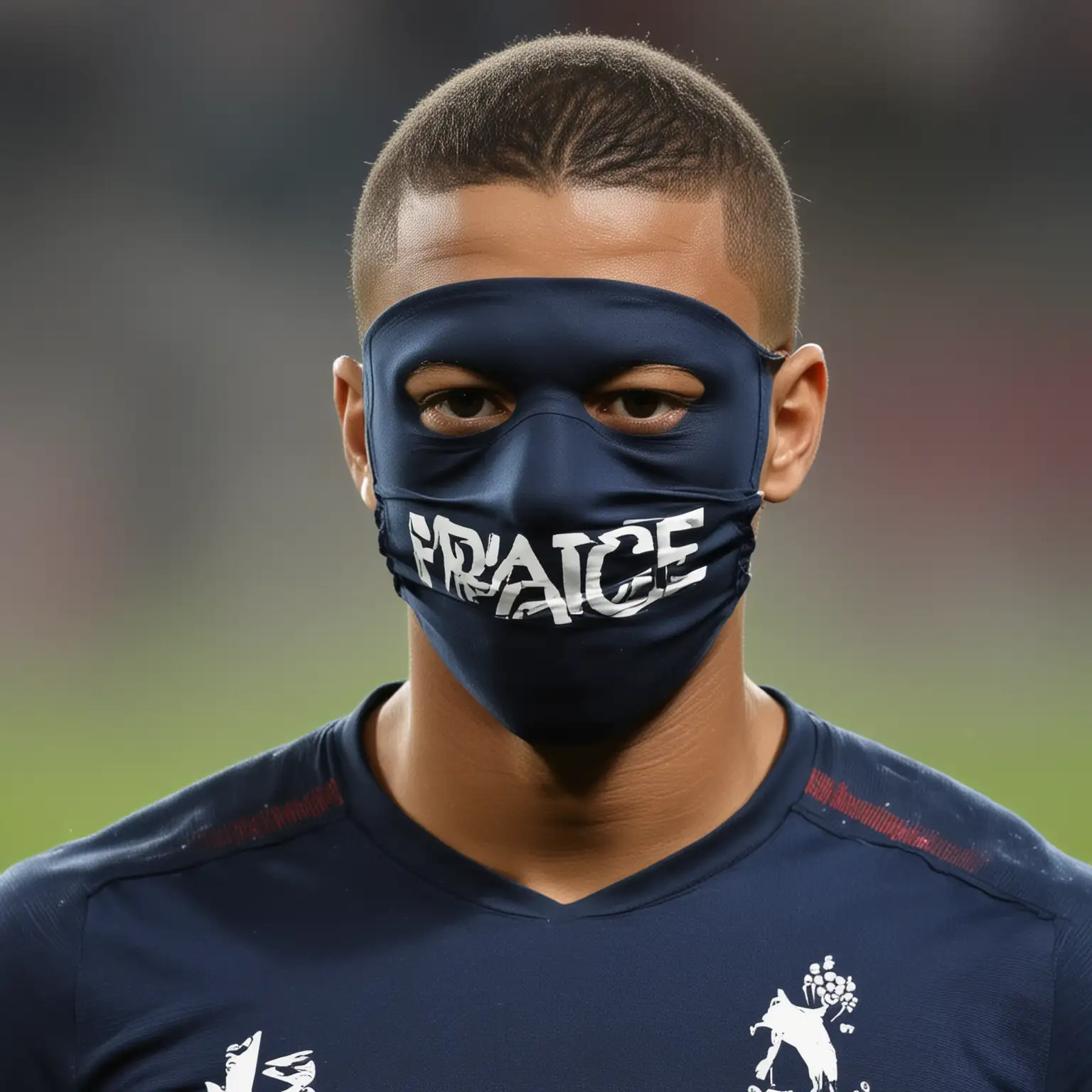 France team Mbappe wearing a mask