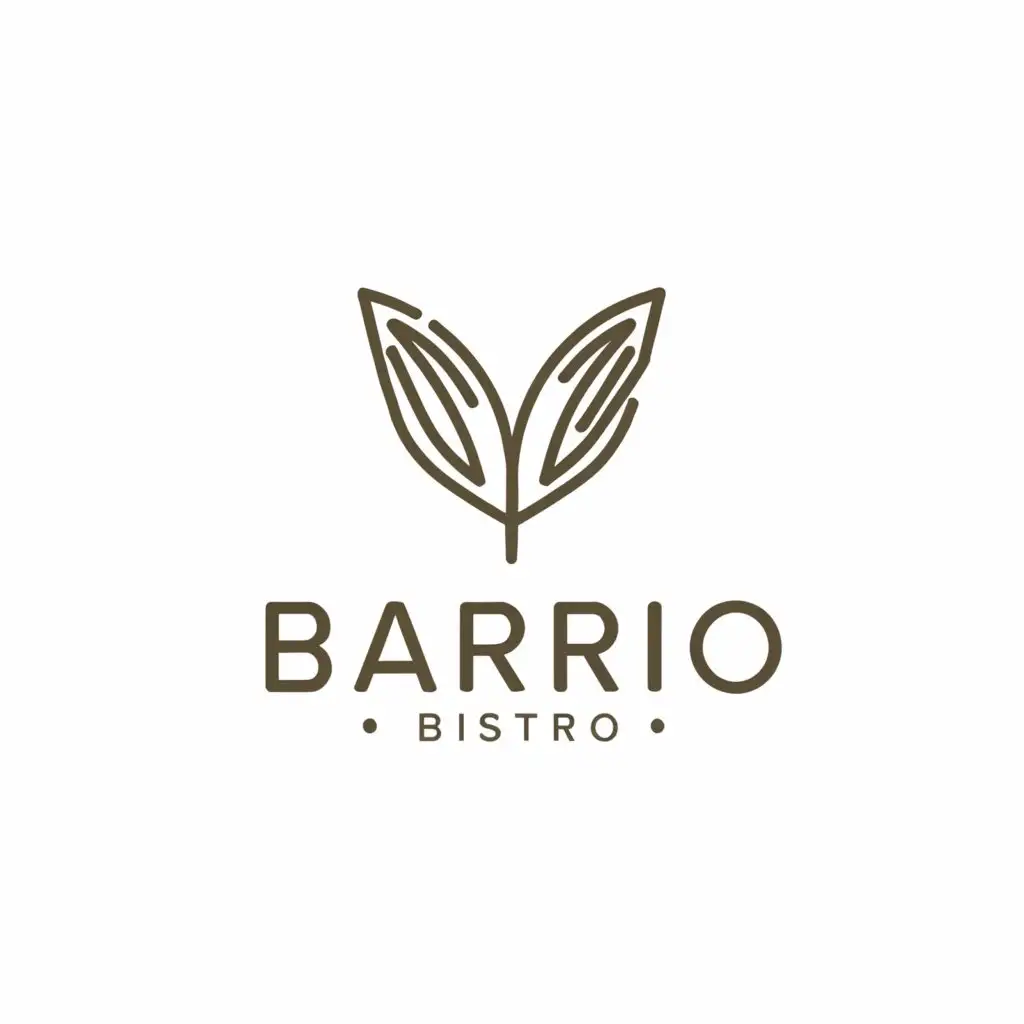 a logo design,with the text "Barrio Bistro", main symbol:For a Barrio Bistro fine dining logo, you could use elegant typography with a subtle touch of Filipino cultural elements like a stylized banana leaf or a traditional capiz shell design.,Minimalistic,be used in Restaurant industry,clear background