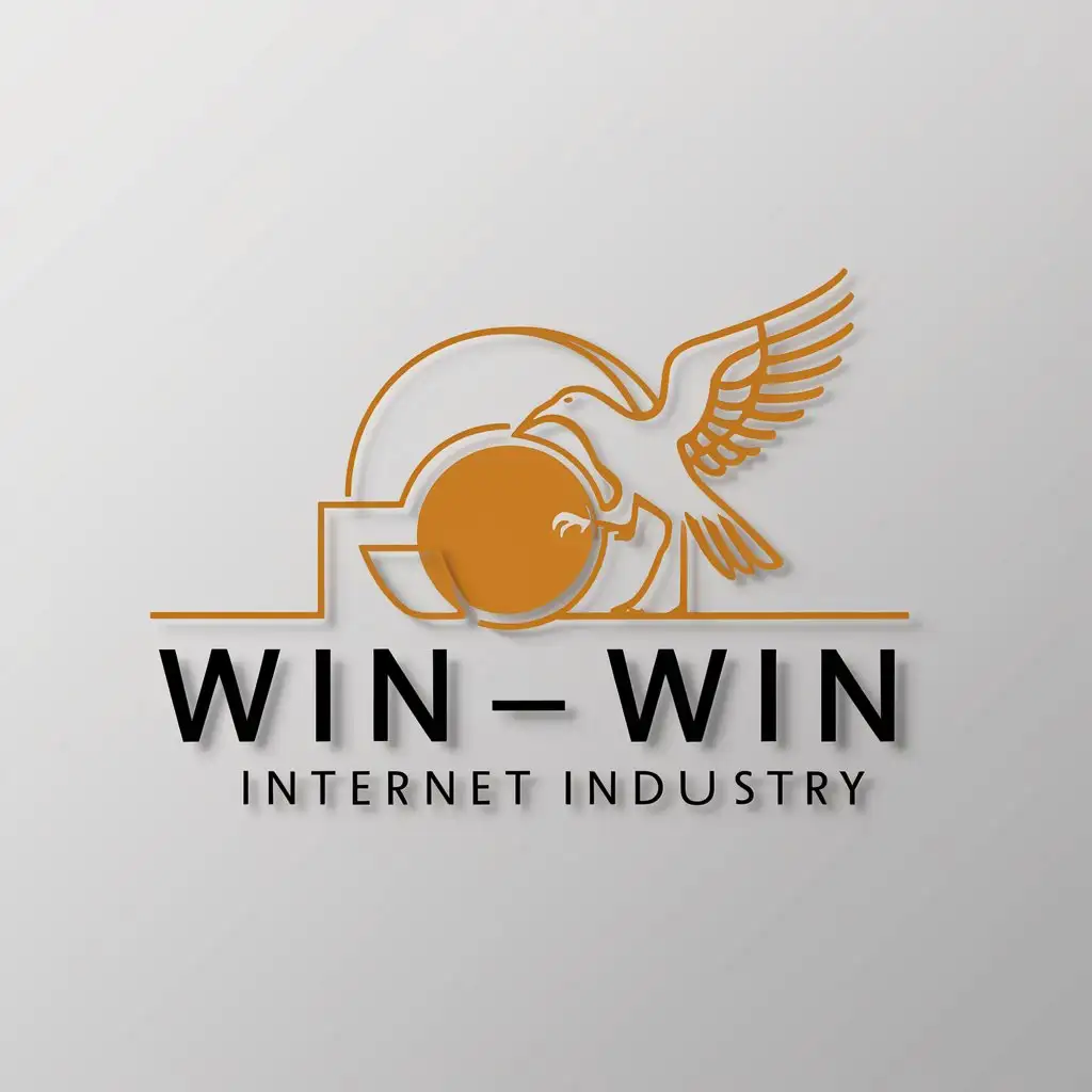 a logo design,with the text "win-win", main symbol:In a circle of the universe, a five legged golden crow steps on the sun, spreads its wings, and has a circular logo that matches the golden ratio,Minimalistic,be used in Internet industry,clear background
