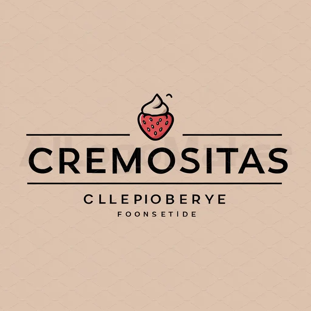 a logo design,with the text "cremositas", main symbol:unas fresas con crema,Moderate,be used in comida industry,clear background