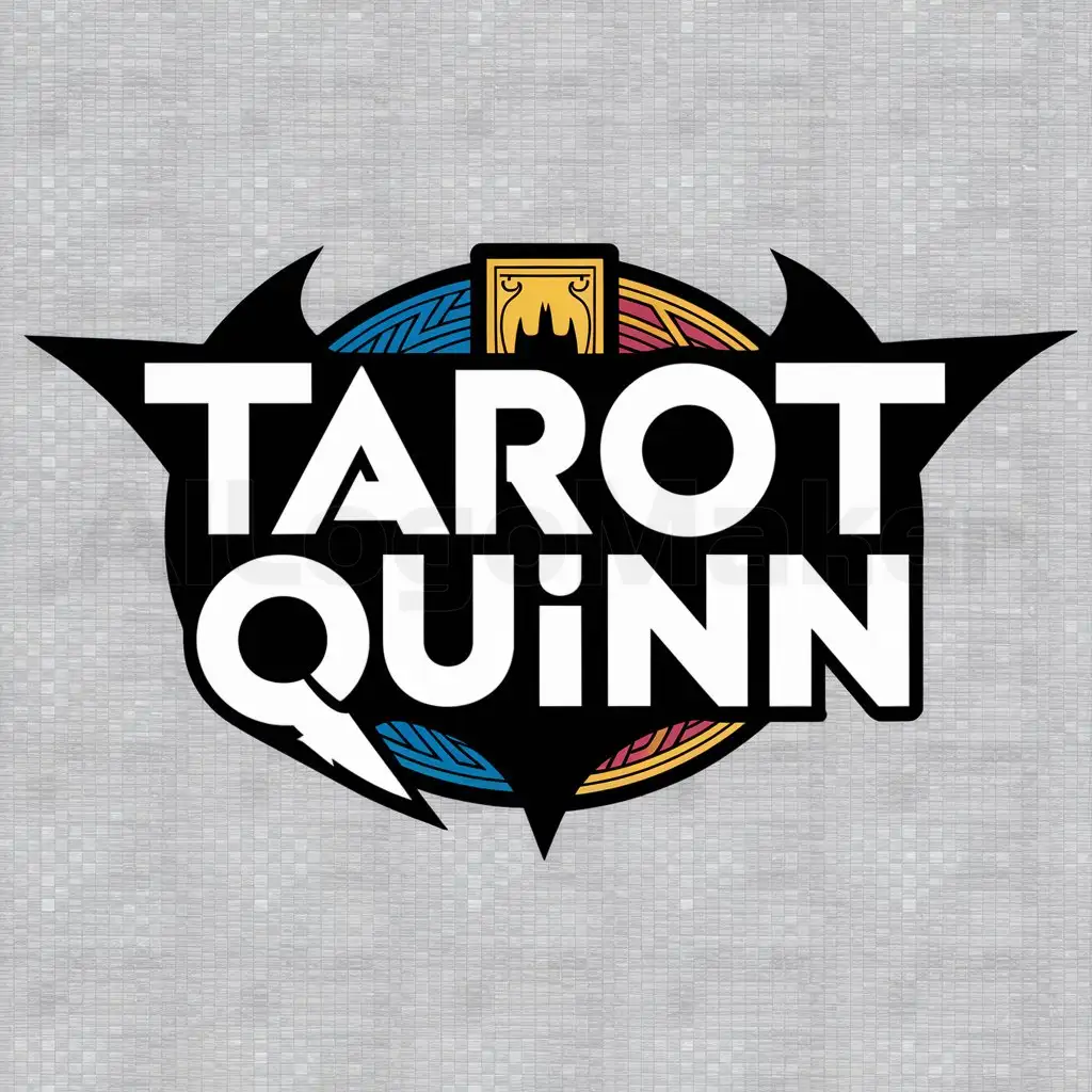 a logo design,with the text "Tarot Quinn", main symbol:Tarot - comic - cartas - batman,Moderate,be used in Entertainment industry,clear background