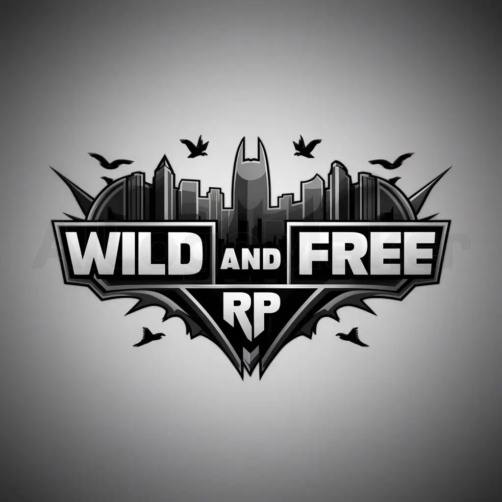 a logo design,with the text "Wild And Free RP", main symbol:a logo design,with the text 'Gotham Roleplay', main symbol:The theme is New York City, It must write Gotham Roleplay on the logo and it must be animated as it's for a Fivem GTA RP Server. New York City including skyscrapers, birds ,Moderate, clear background, Moderate, be used in Others industry ,clear background,Moderate,be used in Nonprofit industry,clear background