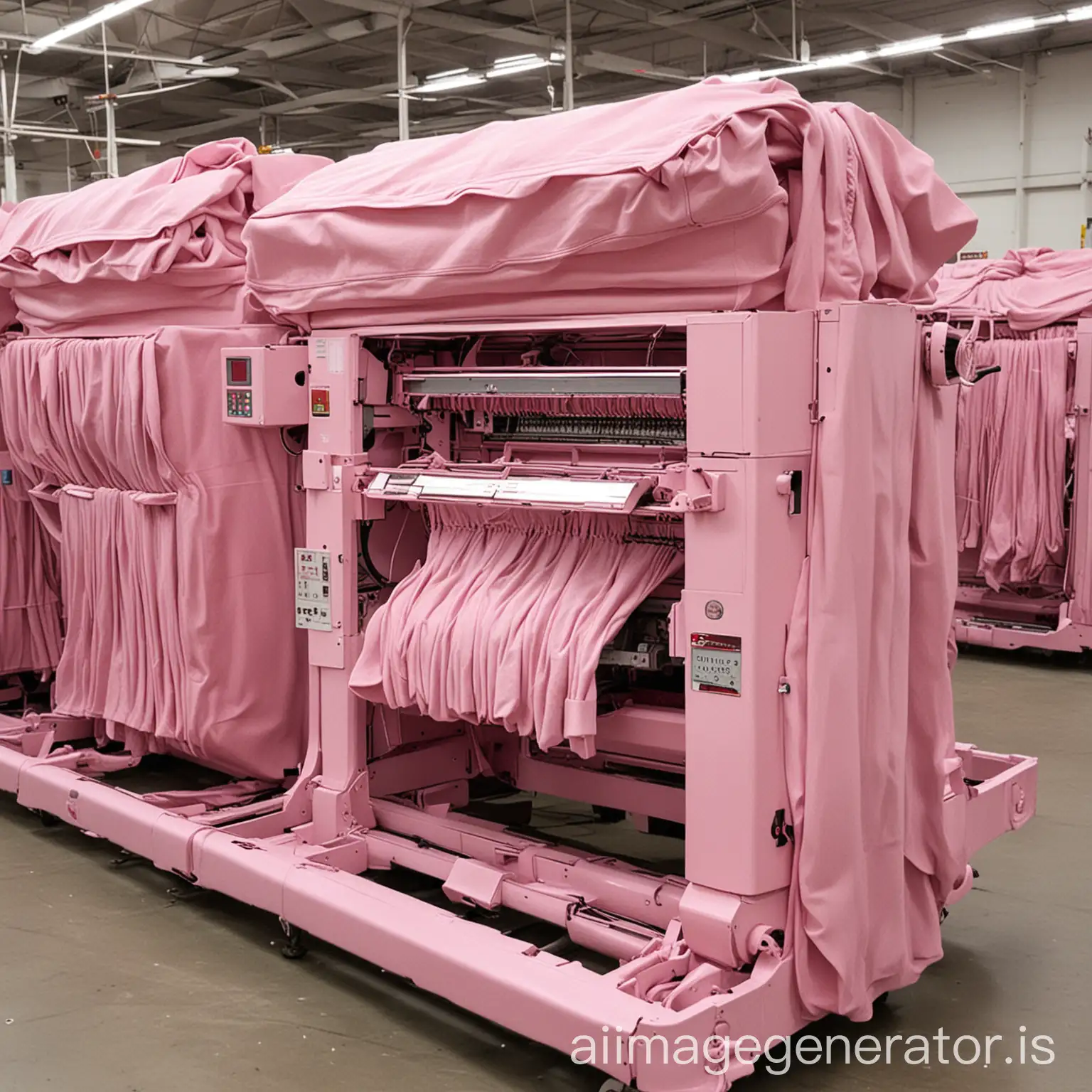 pink machinery which folds clothes for you
