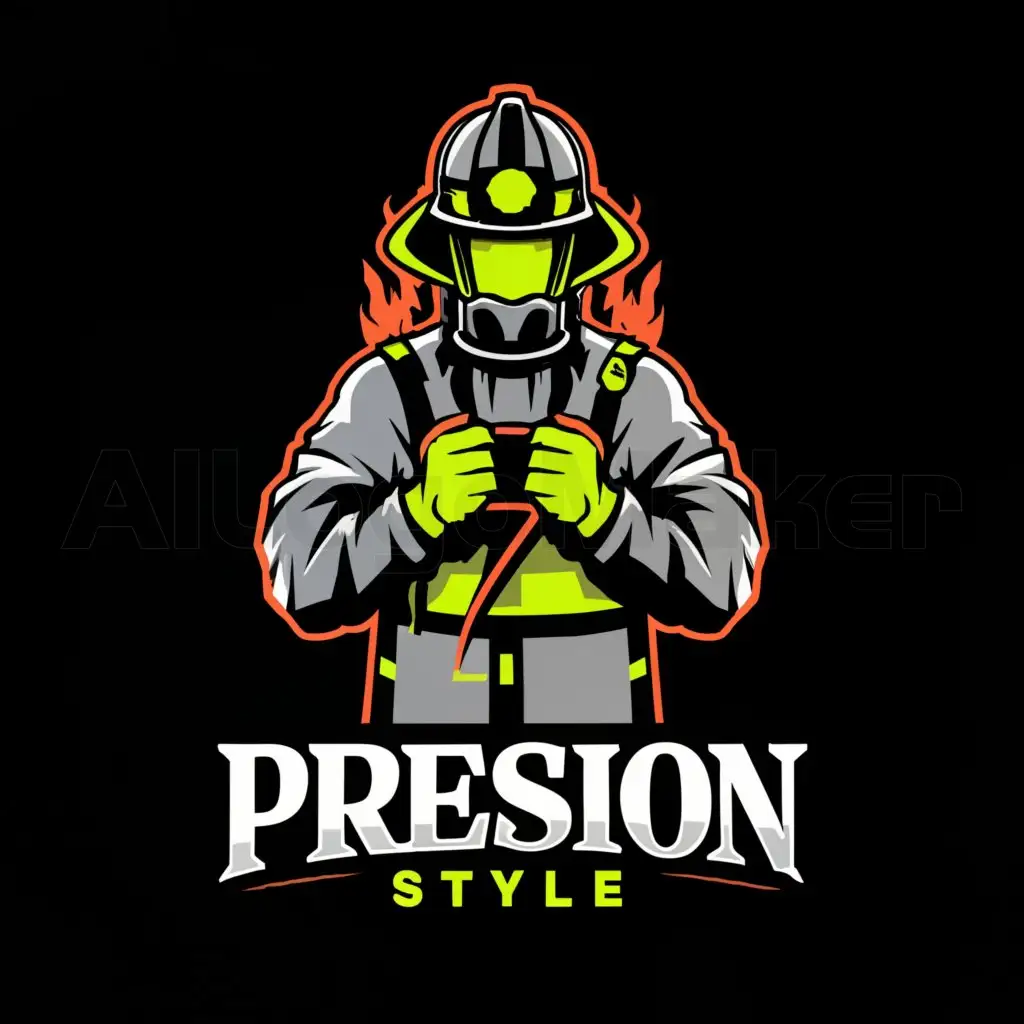 a logo design,with the text "Presion Style", main symbol:firefighter holding a tourniquet,complex,be used in medicine industry,clear background