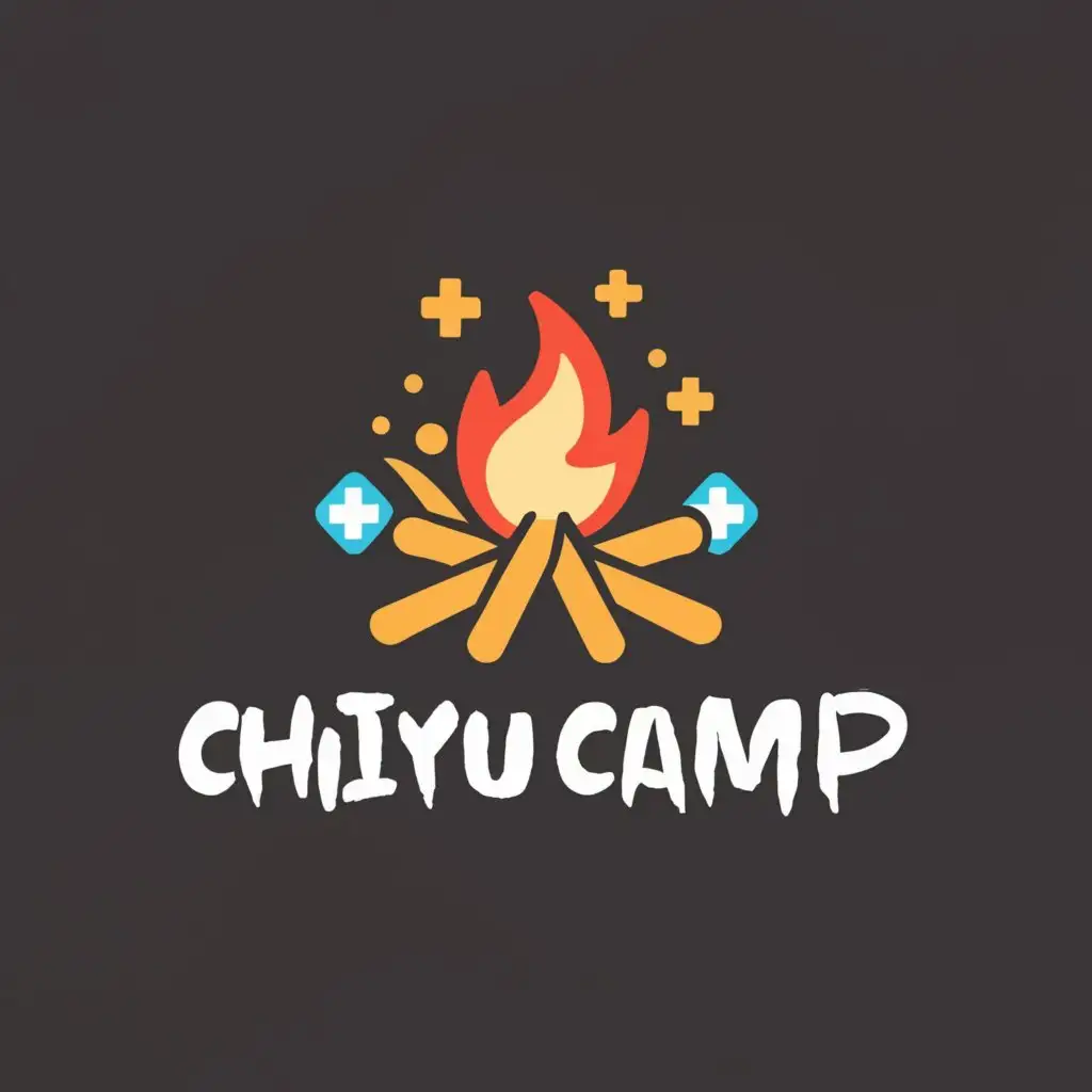 LOGO-Design-For-Chiyu-Camp-Campfire-Emblem-with-Video-Game-Health-Crosses