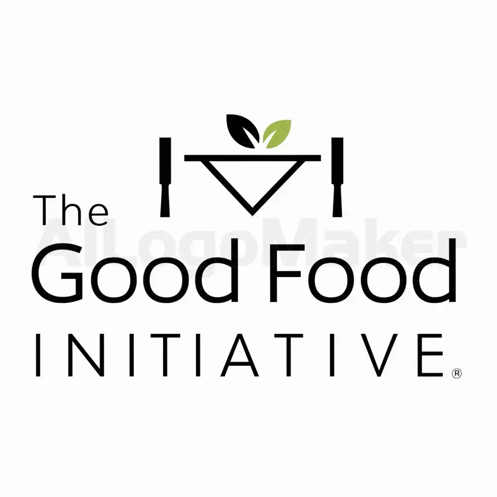 a logo design,with the text "The Good Food Initiative", main symbol:des couverts, une feuille,Moderate,be used in Restaurant industry,clear background
