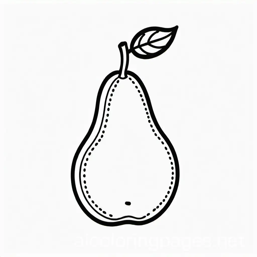 Uncolored pear fruit , Coloring Page, black and white, line art, white background, Simplicity, Ample White Space. The background of the coloring page is plain white to make it easy for young children to color within the lines. The outlines of all the subjects are easy to distinguish, making it simple for kids to color without too much difficulty