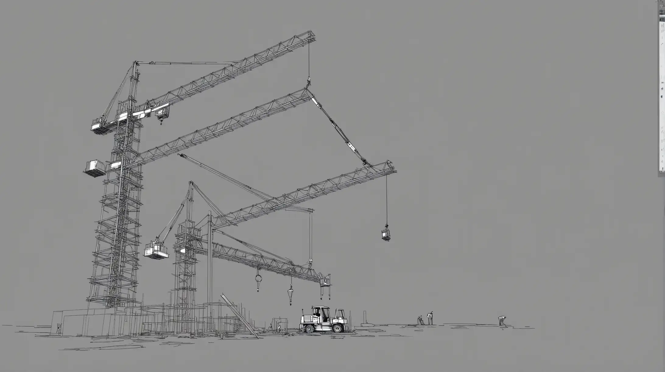 Urban Construction Site with Workers and Cranes
