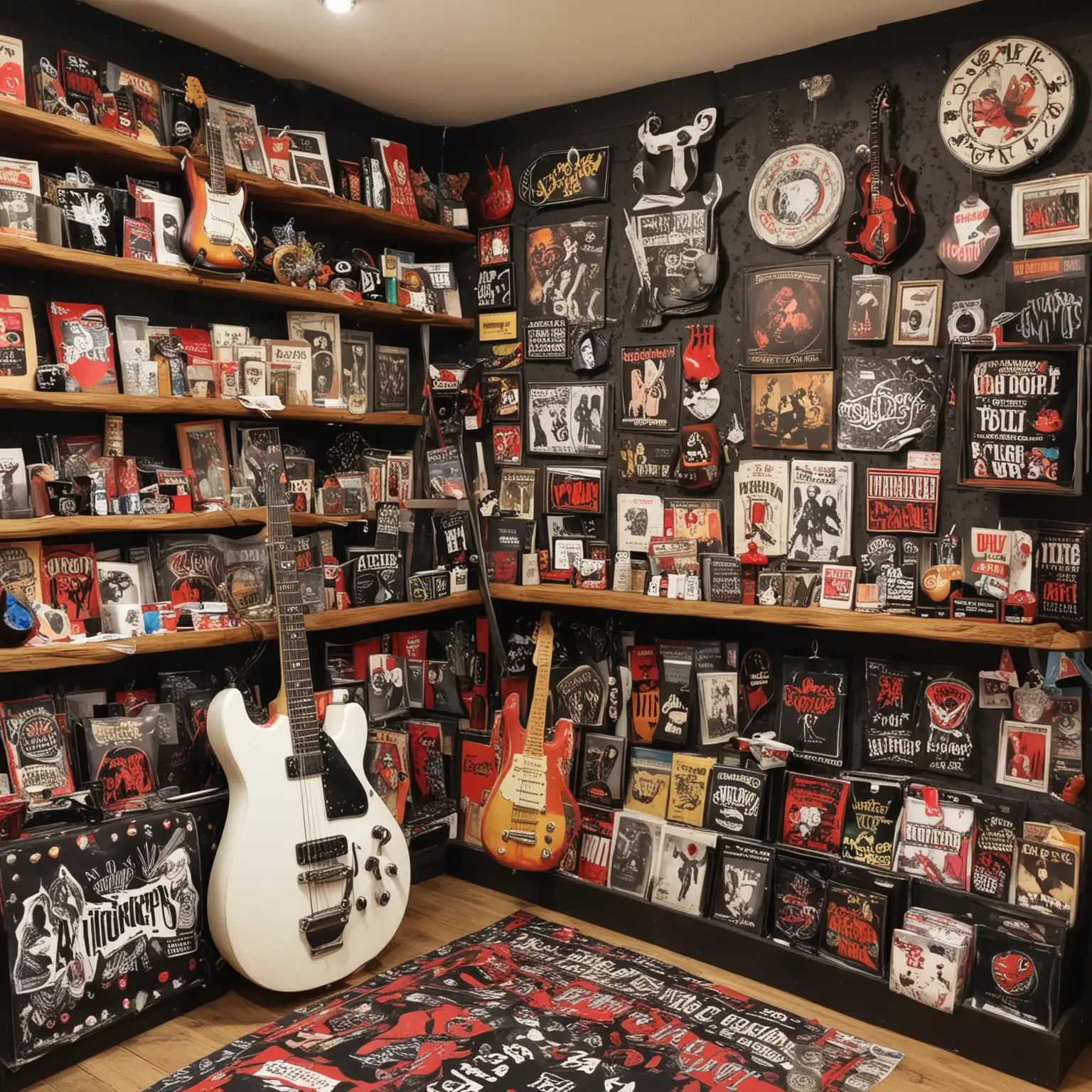 Vibrant Rock and Roll Themed Gift Shop with Unique Sundries