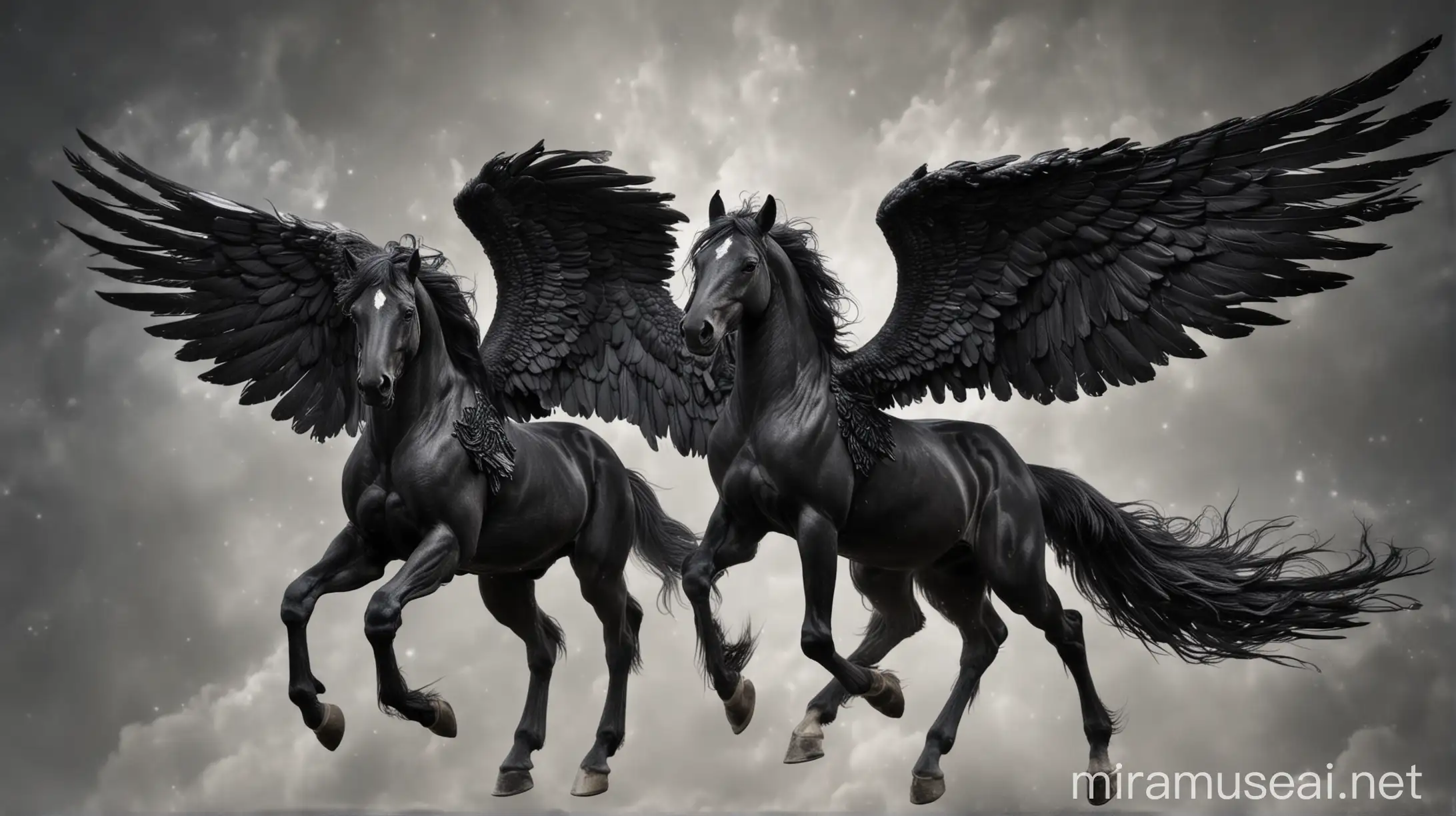Majestic Black Pegasus Horse with Wings