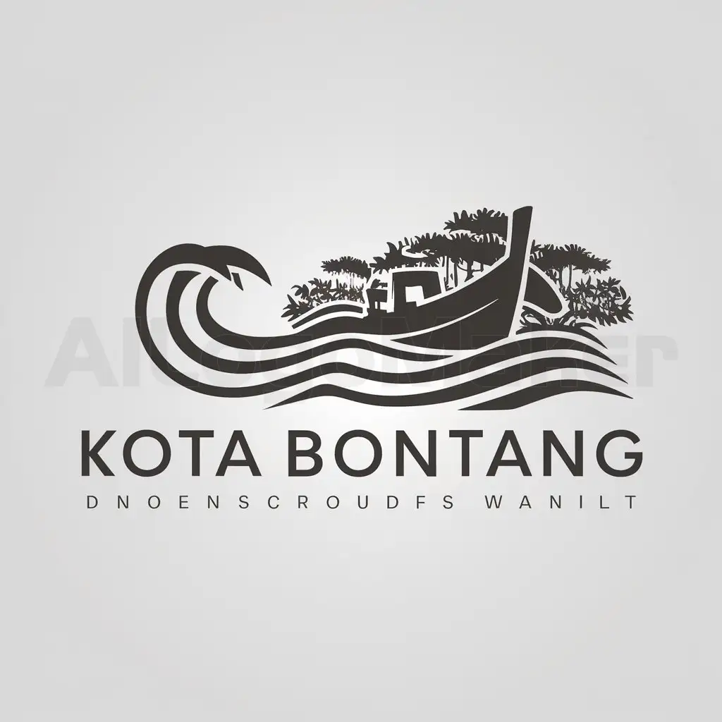 a logo design,with the text "KOTA BONTANG", main symbol:sea or waves, boats, mangrove forests,Minimalistic,be used in Others industry,clear background