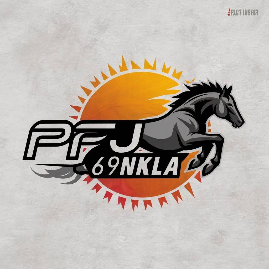 LOGO-Design-For-PFJ-649nKLA-Dynamic-Black-Stallion-with-Bright-Orange-Sun-Background-for-Truck-Stop-Industry