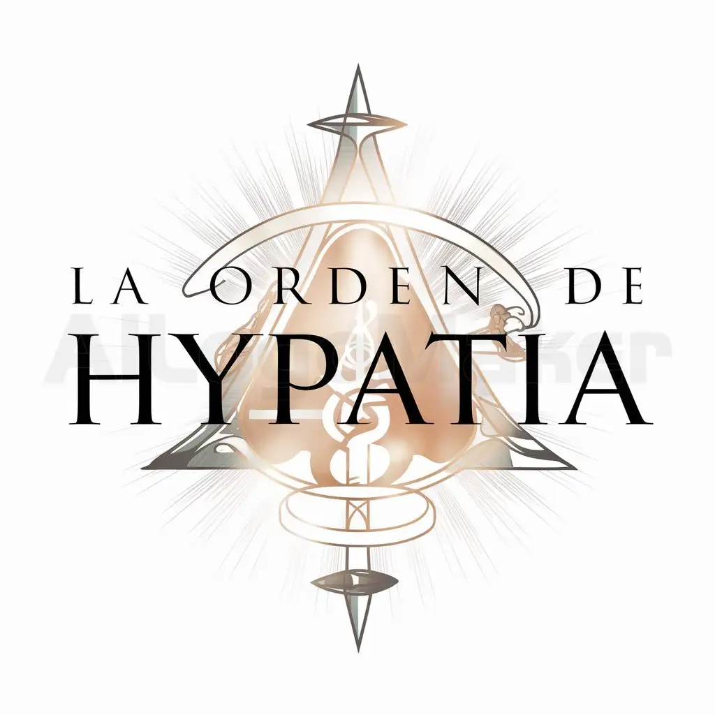 a logo design,with the text "La Orden de Hypatia", main symbol:esoteric symbol, sigil, luminous, ethereal, mysterious, magical, secret order,complex,be used in Religious industry,clear background