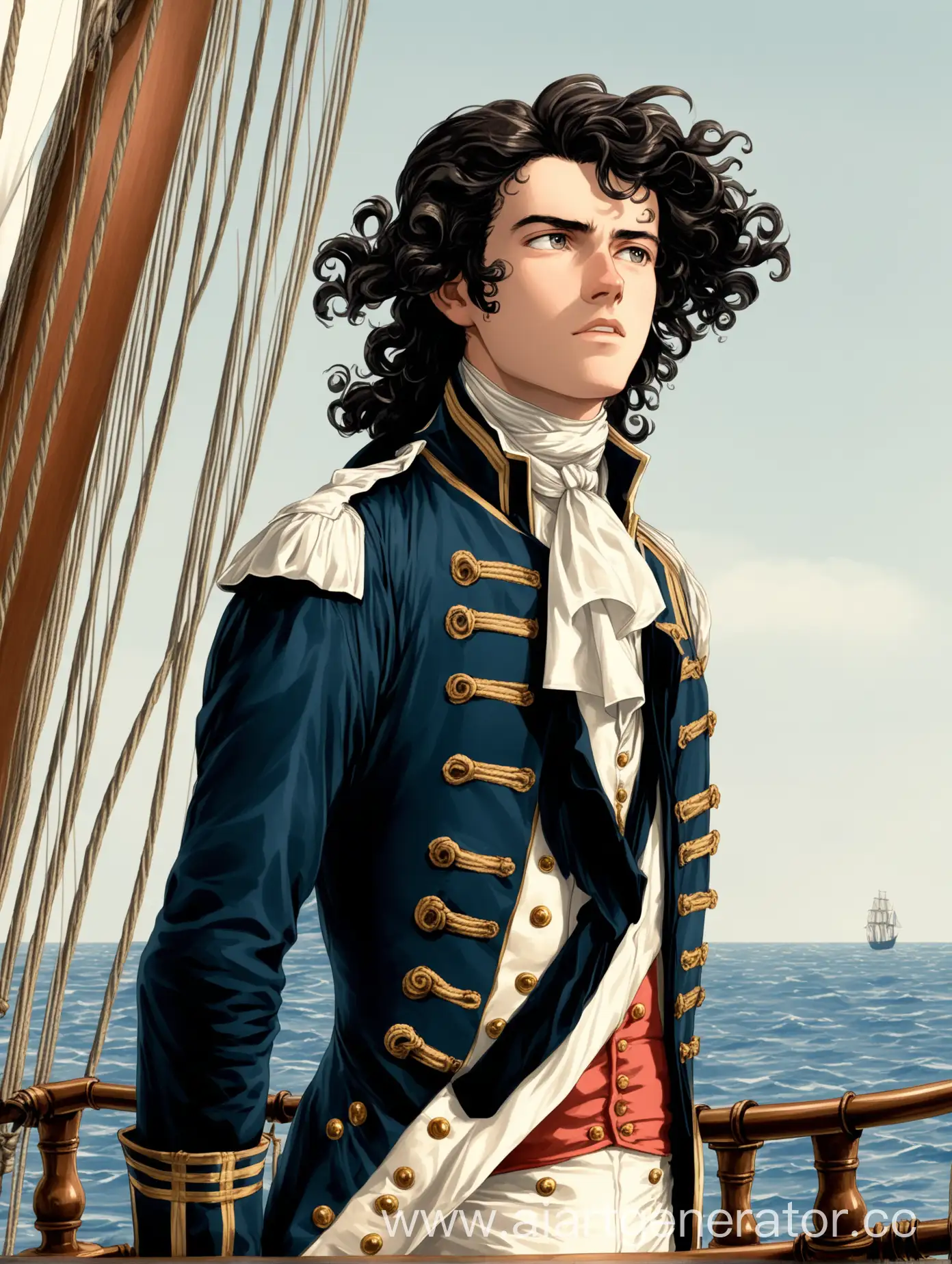 Curly-Haired-Sailor-Gazing-into-the-Distance-atop-18th-Century-Ship-Mast