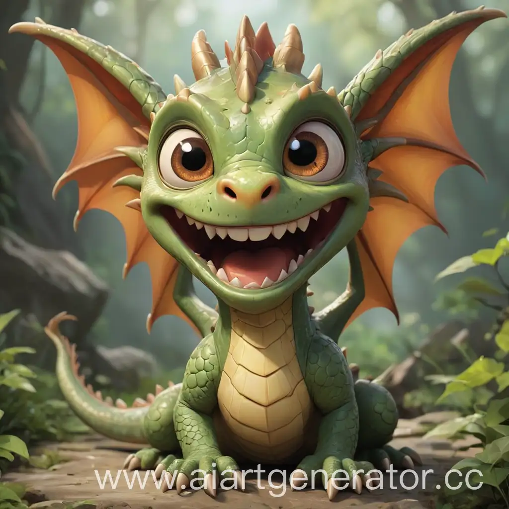 Дружелюбный Дракончик:
Улыбающийся дракон с большими глазами, который дарит радость.