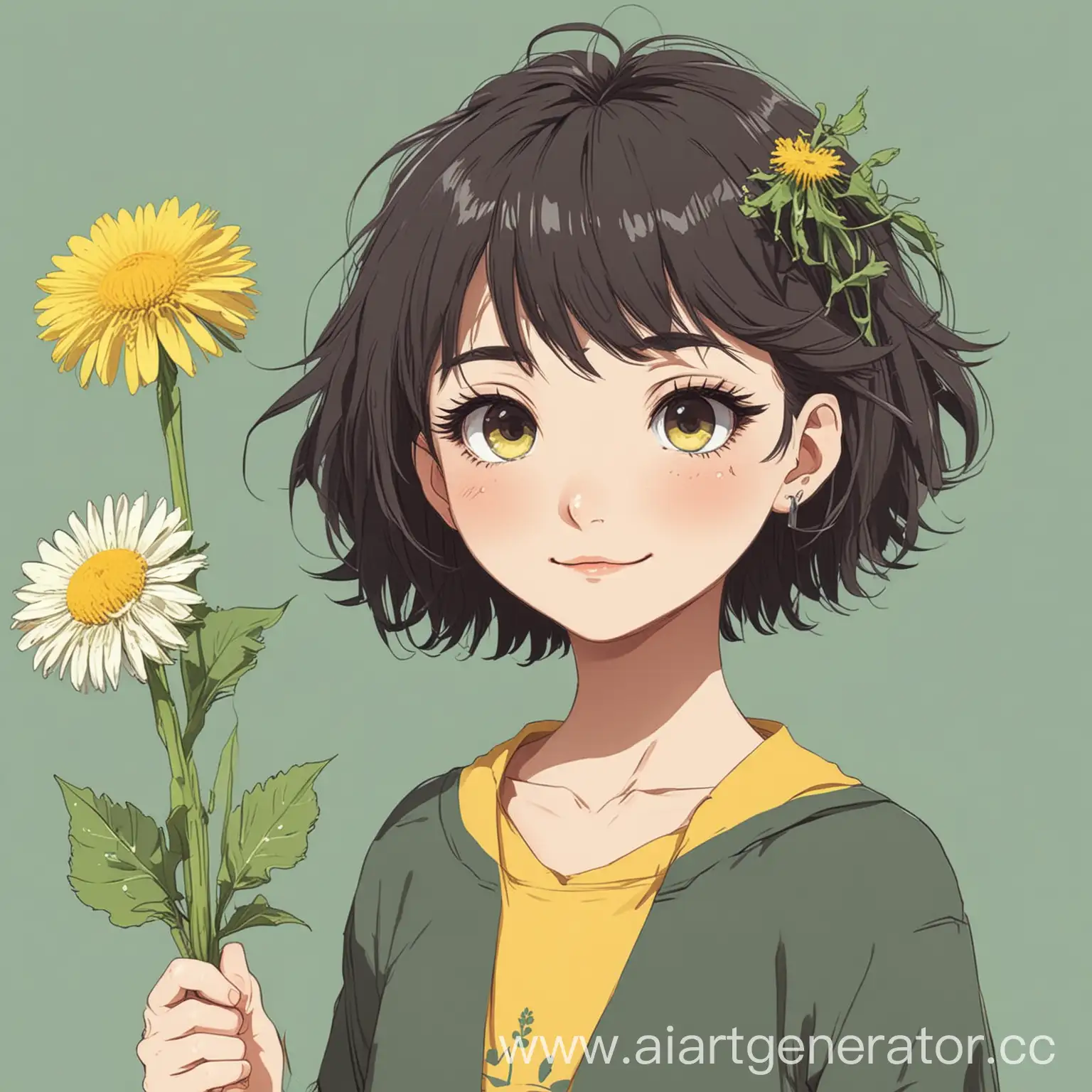 Anime-Style-Dandelion-Character-Vector-Illustration