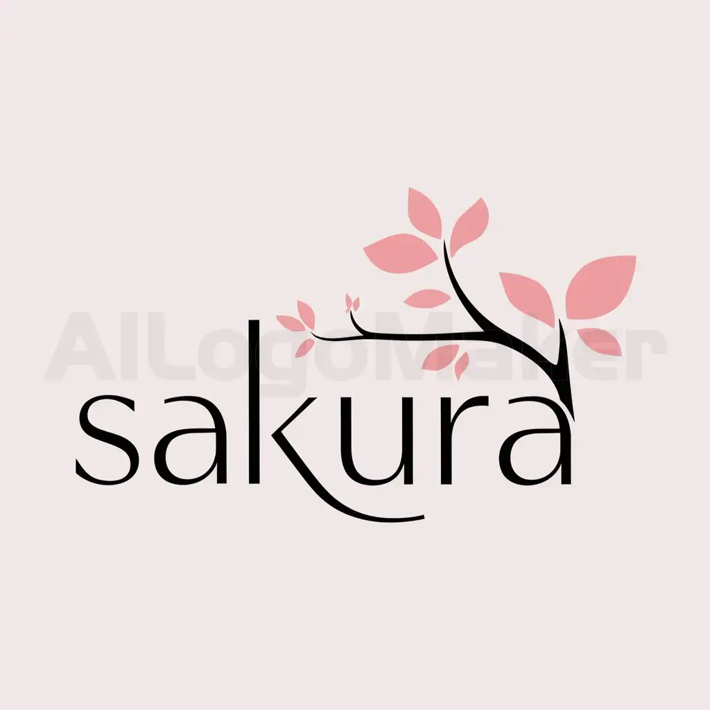 a logo design,with the text "SAKURA", main symbol:blossoming cherry tree,Minimalistic,clear background