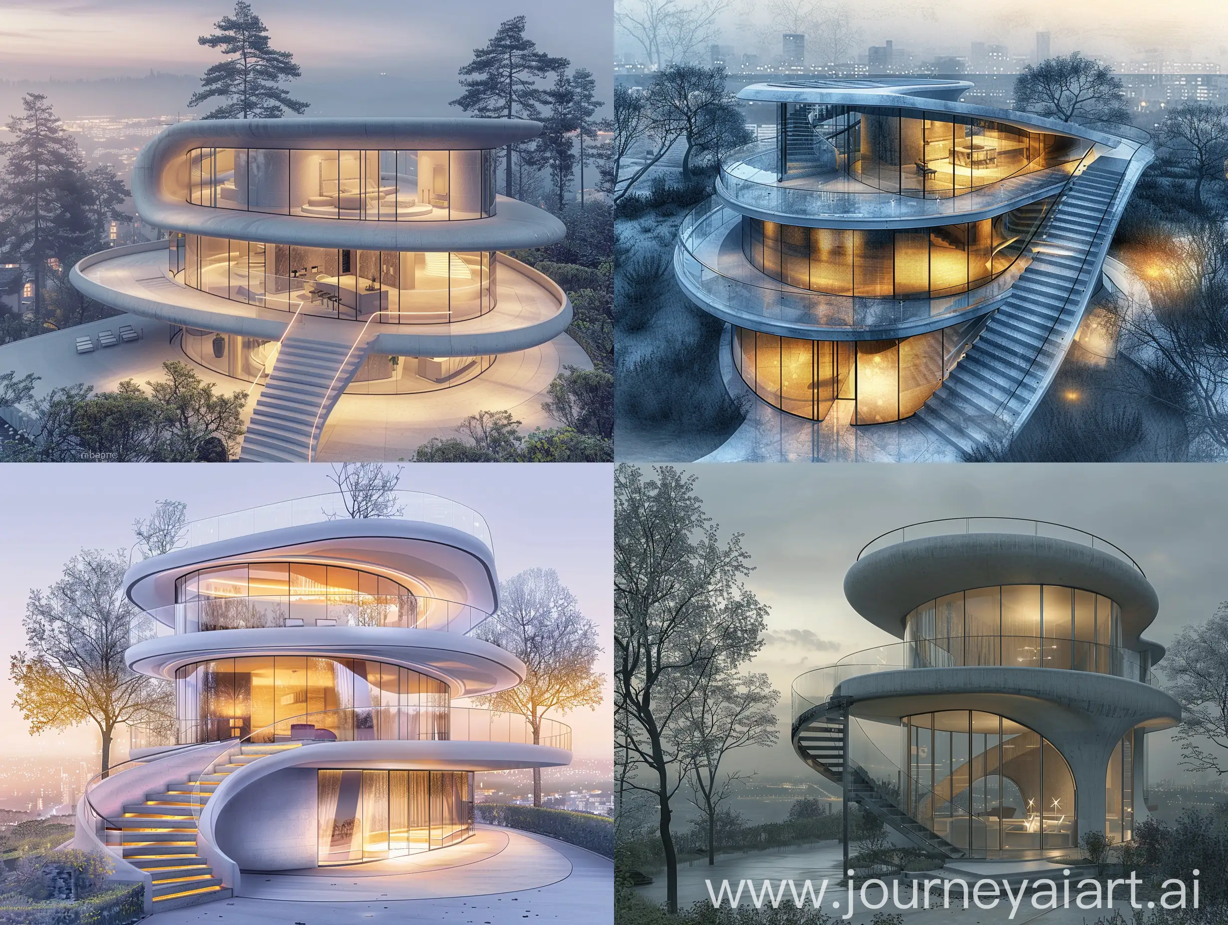 Contemporary-ThreeStory-Semicircular-Villa-with-Glass-Door