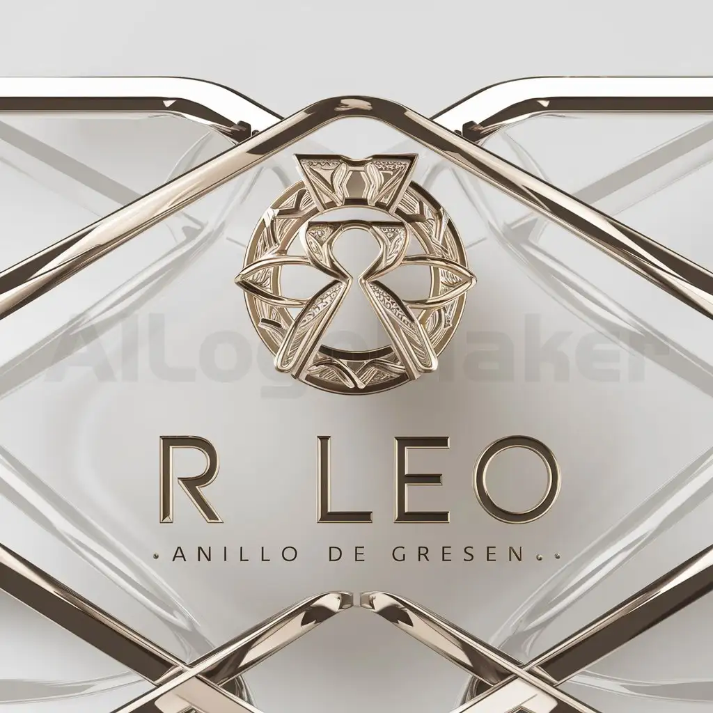 a logo design,with the text "R LEO", main symbol:ANILLO DE ORO,complex,clear background