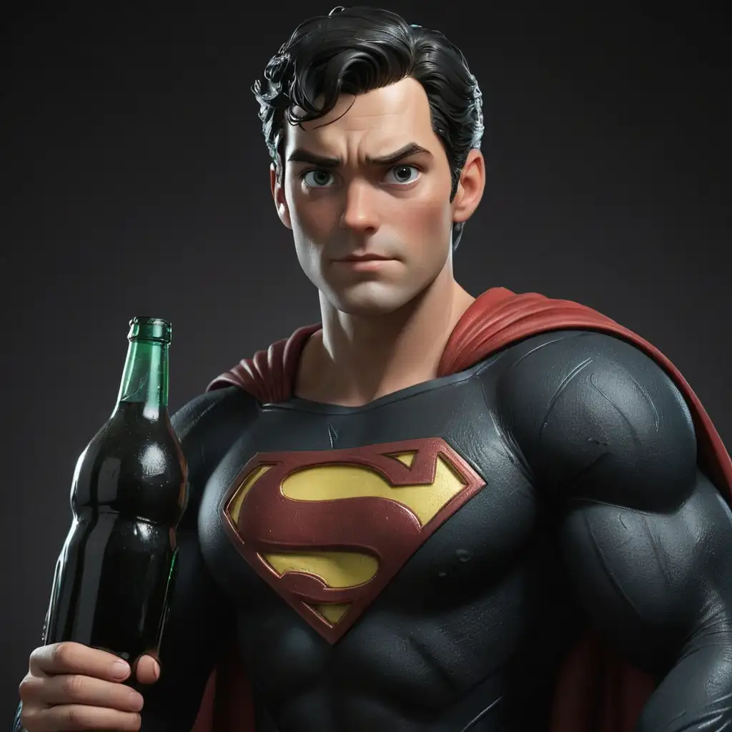 Proud-Superman-Holding-Bottle-in-Dramatic-Black-Setting
