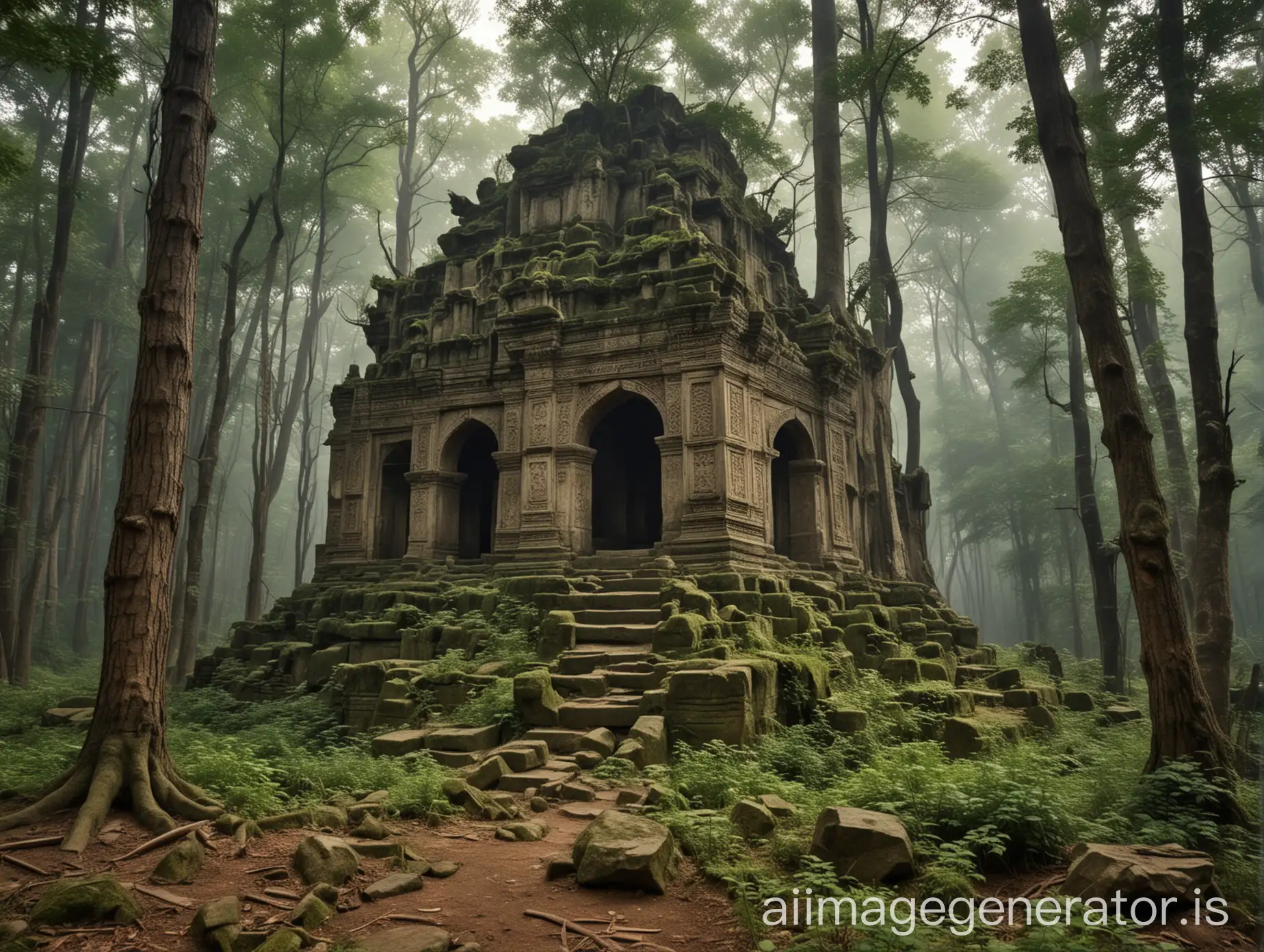 in the soaring and majestic forest, the ancient mystery, grand and strange of Eastern historical relics