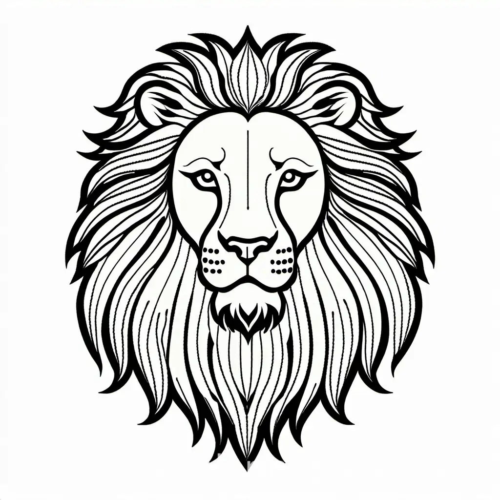 coloring page lion, Coloring Page, black and white, line art, white background, Simplicity, Ample White Space
