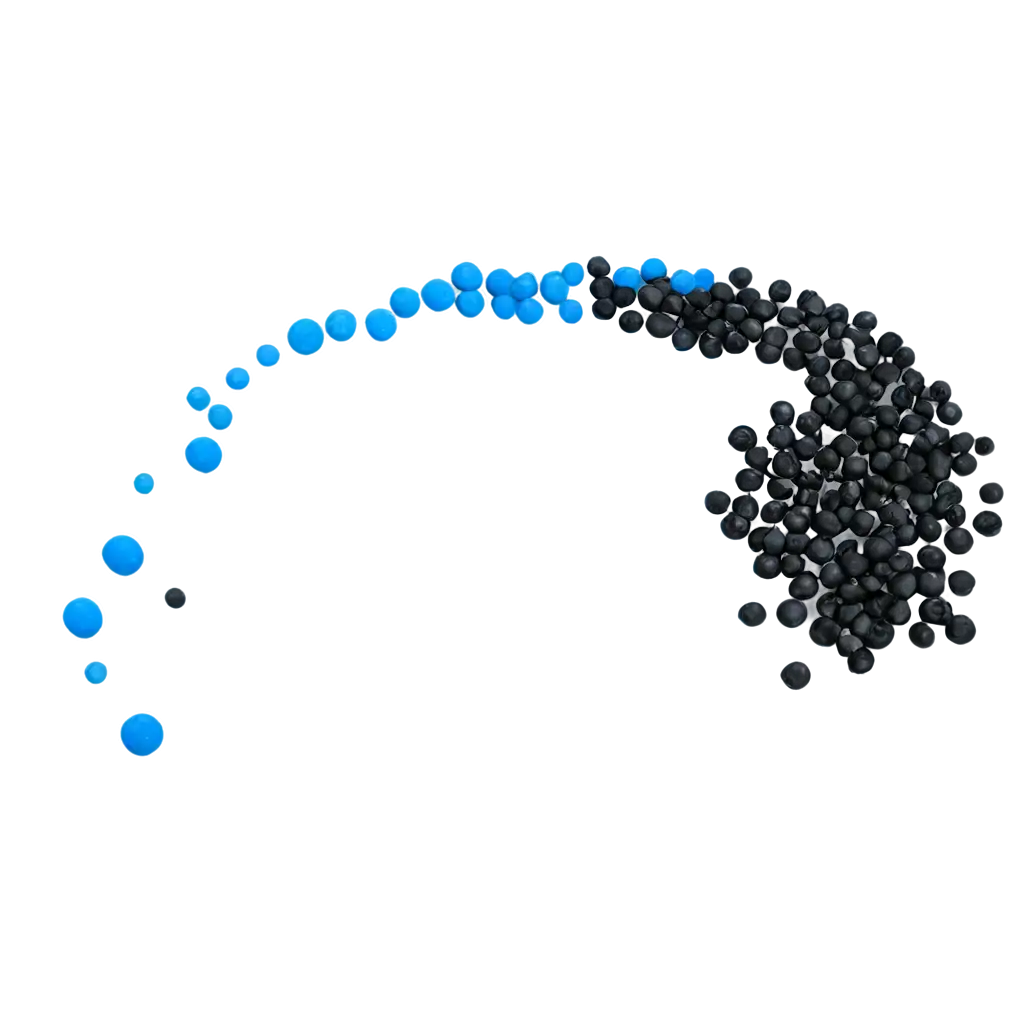 pie chart of black white and blue cat litter clay granules