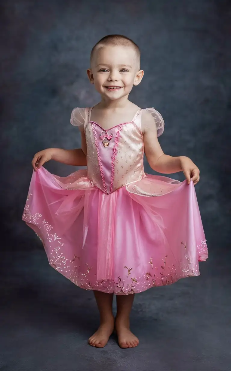 Adorable-Little-Boy-in-Fairy-Pink-Princess-Dress-Curtsying
