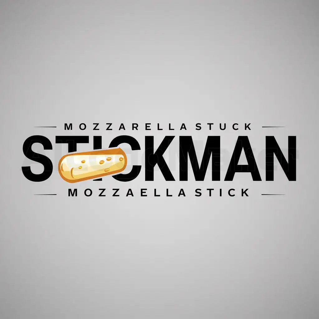 a logo design,with the text "StickMan", main symbol:Mozzarella Stick,Moderate,be used in Brand industry,clear background