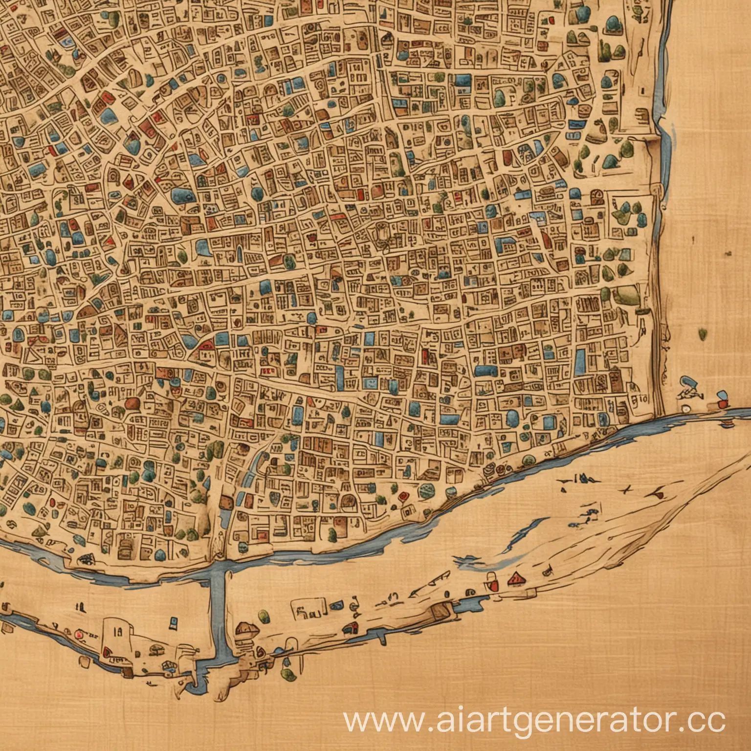 Ancient-City-Map-Drawing-on-Papyrus