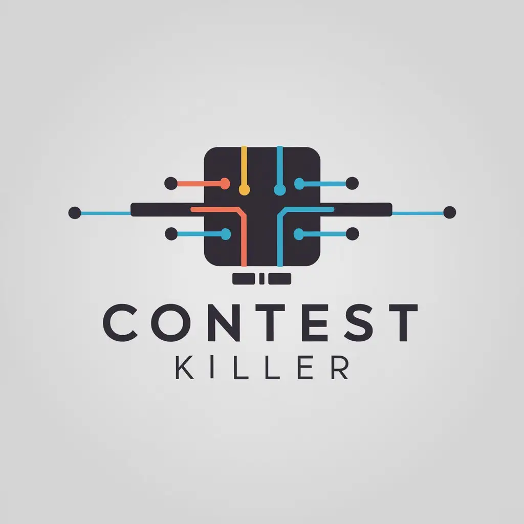 a logo design,with the text "Contest Killer", main symbol:computer, code, programming, competition,Minimalistic,be used in Internet industry,clear background