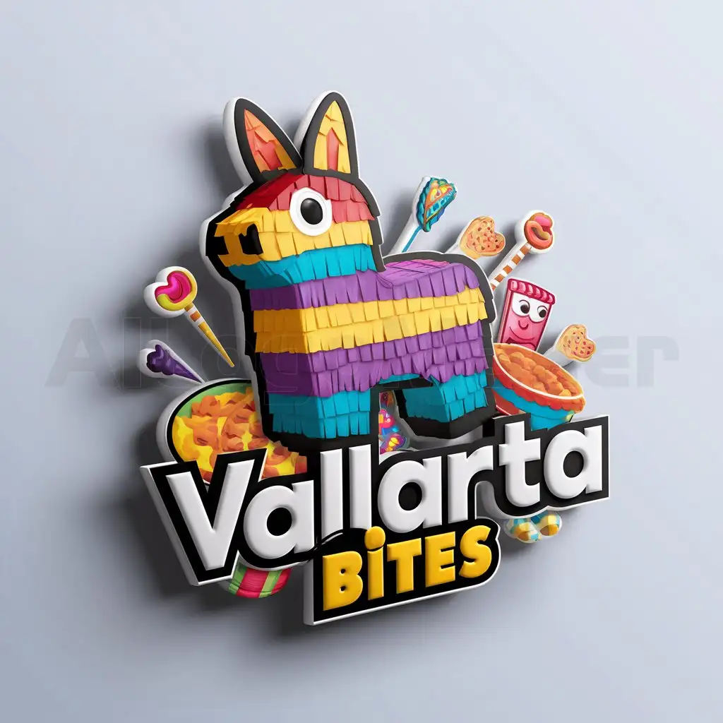 a logo design,with the text "Vallarta Bites", main symbol:fiestas y snacks,complex,be used in Entertainment industry,clear background