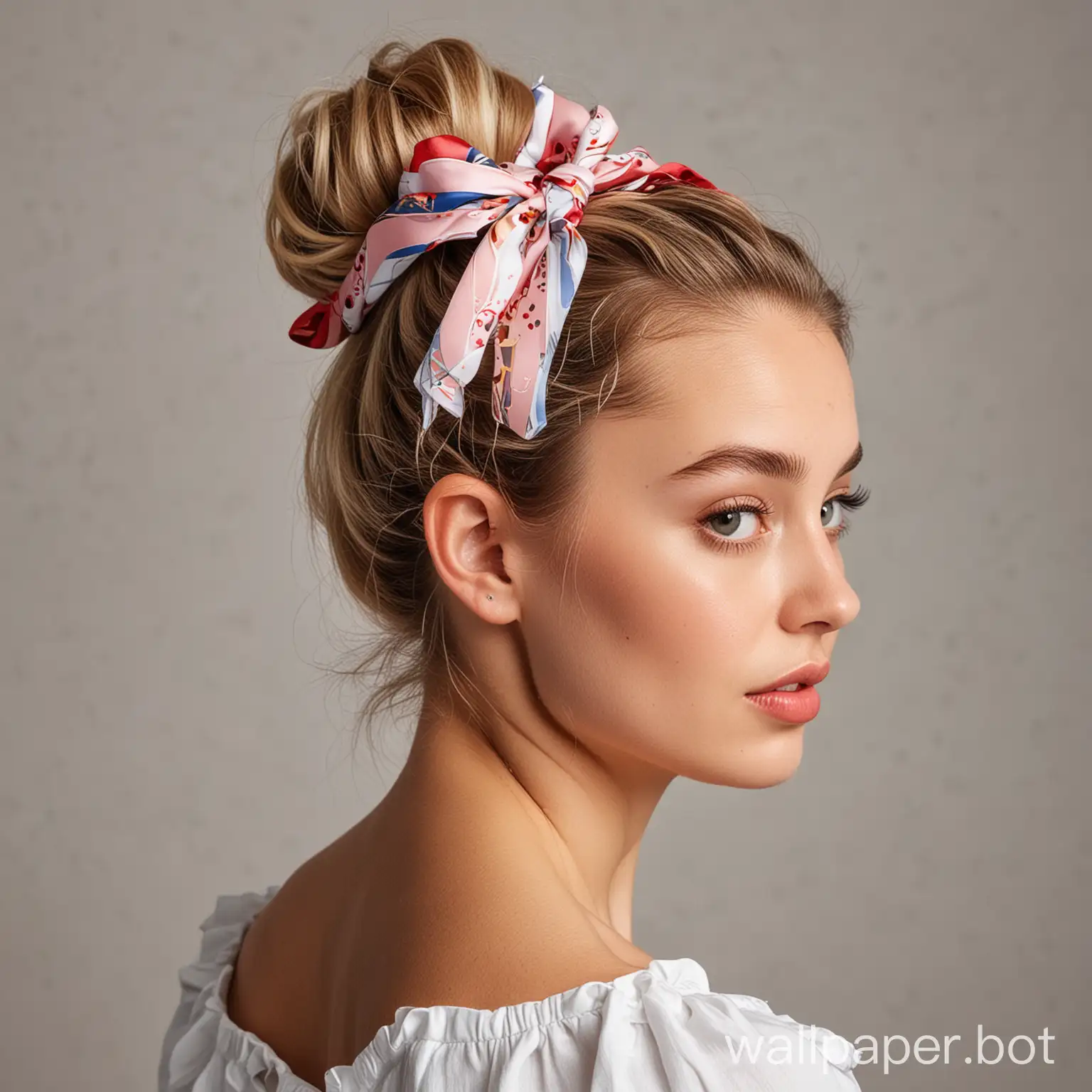 Fashionable-Woman-with-RibbonAdorned-Scrunchie