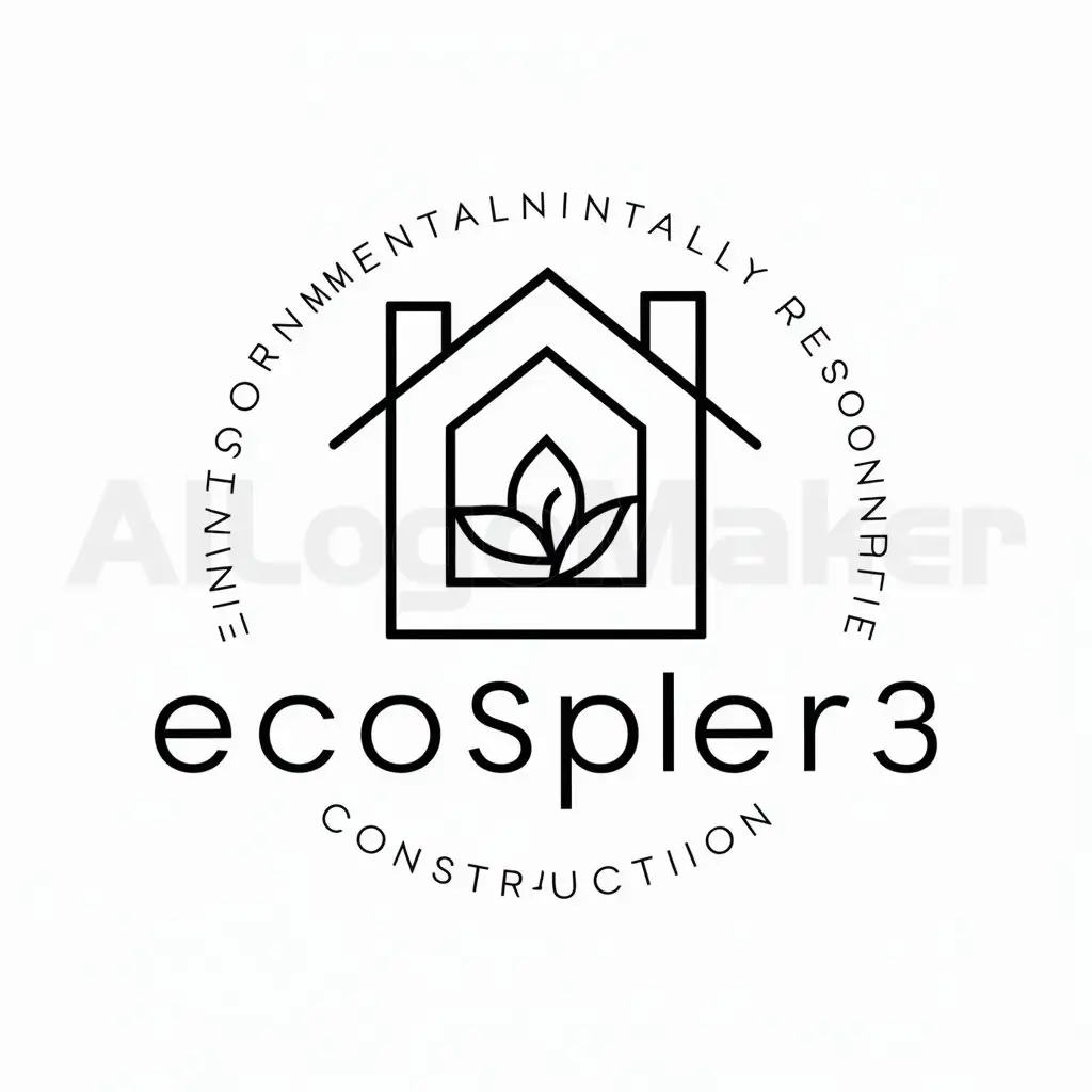 a logo design,with the text "ECOSPHER3", main symbol:Natural homes, eco friendly, sustainable constructions,Minimalistic,clear background