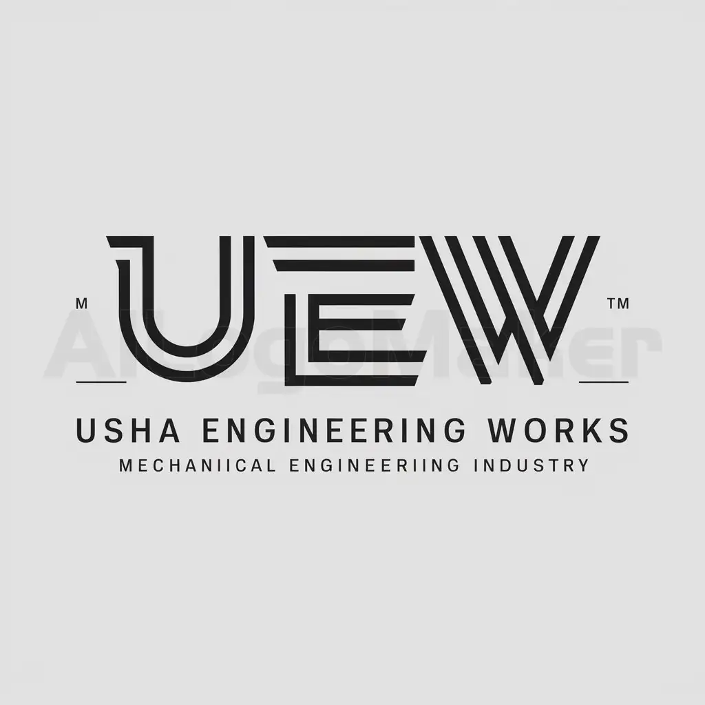 a logo design,with the text "USHA ENGINEERING WORKS", main symbol:UEW,complex,be used in MECHANICAL ENGINEERING industry,clear background