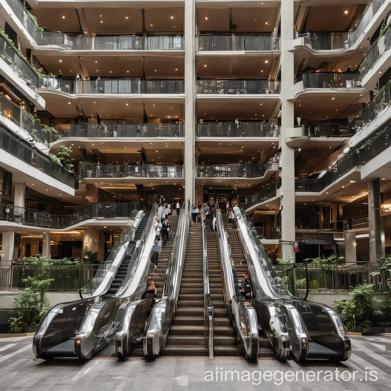 20 floor luxury hotel and restaurant with escalator as its main entrance and parking lot on its first two floors