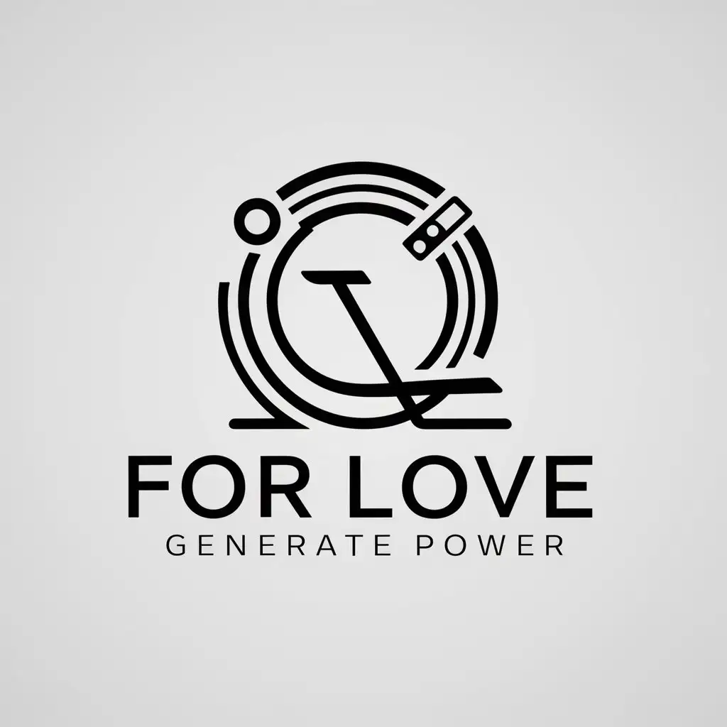 a logo design,with the text "for love generate power", main symbol:treadmill, generator, circular structure,Moderate,clear background